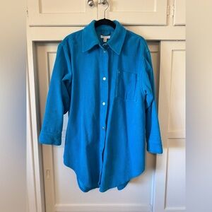 Topshop Electric Blue Oversized Button Up